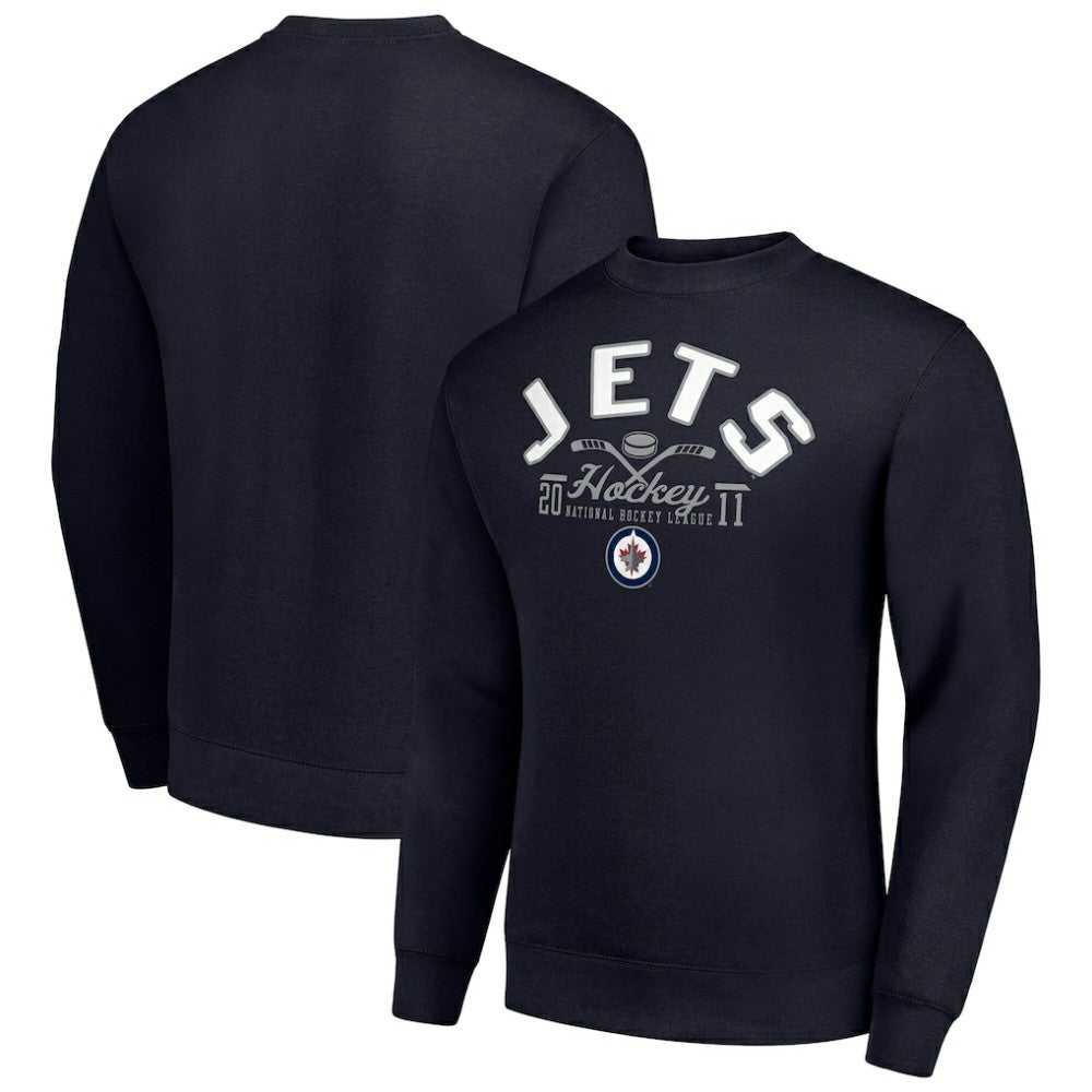 Winnipeg Jets Starter Stick And Puck Logo Fleece Pullover Sweatshirt - Navy - NHL 202215884