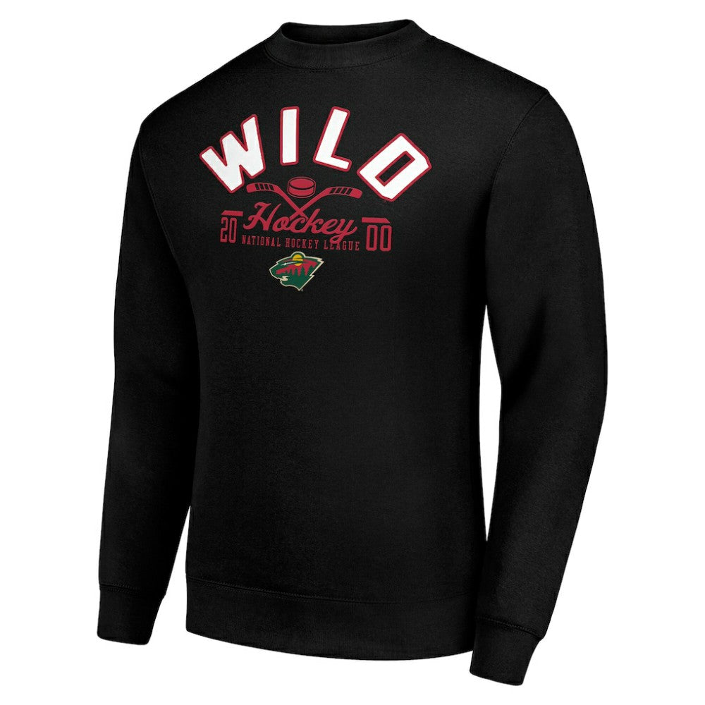 Minnesota Wild Starter Stick And Puck Logo Fleece Pullover Sweatshirt - Black - NHL 202215888