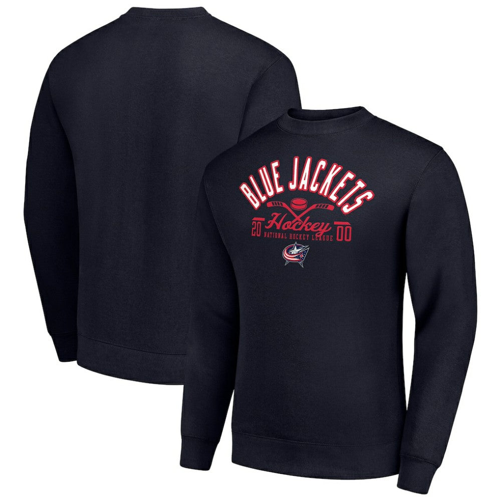 Columbus Blue Jackets Starter Stick And Puck Logo Fleece Pullover Sweatshirt - Navy - NHL 202215889