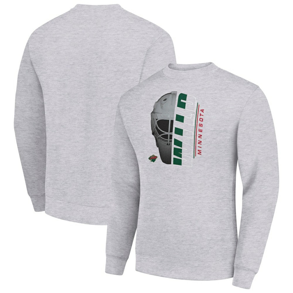 Minnesota Wild Starter  Half Helmet Team Logo Pullover Sweatshirt - Heather Gray - NHL 202216033