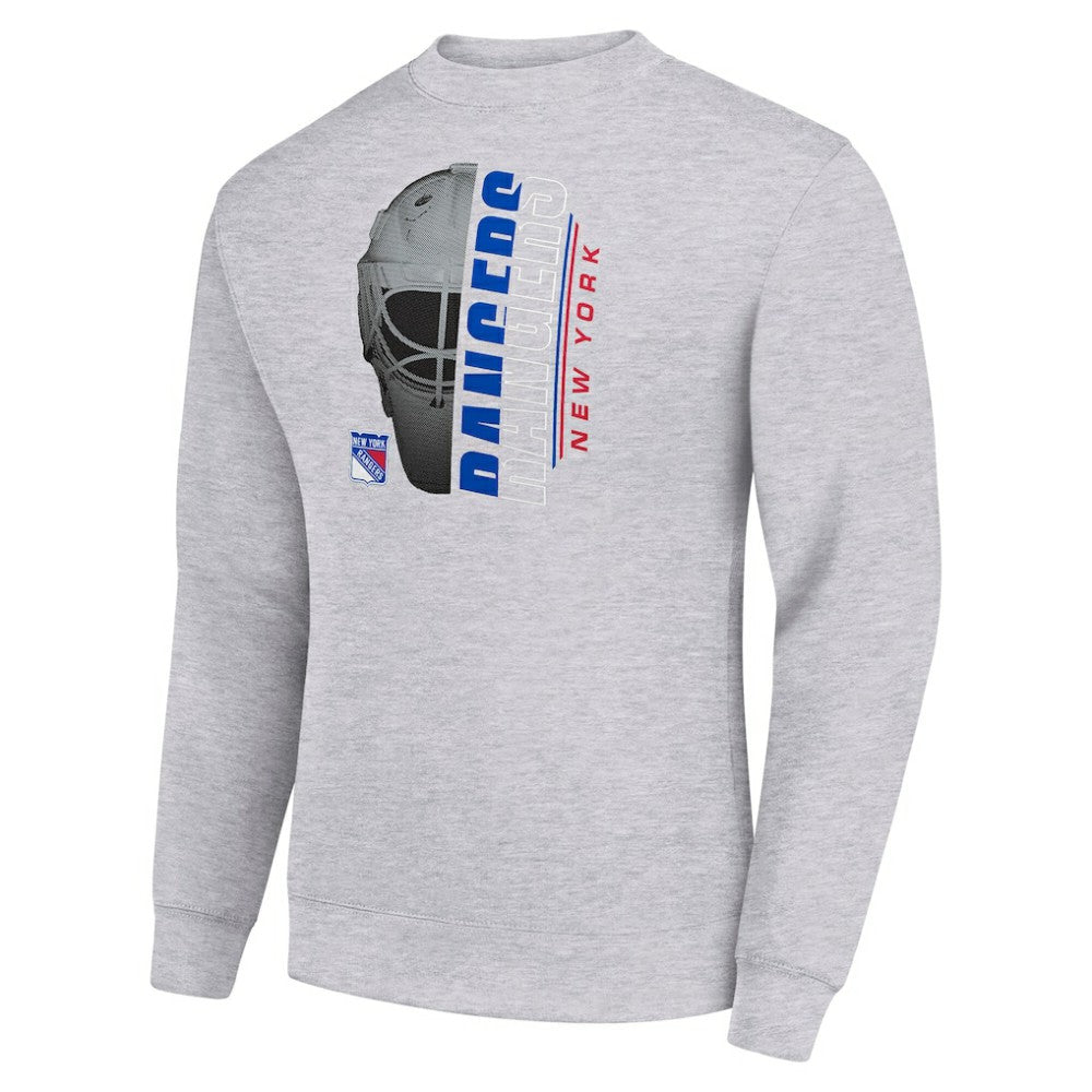 New York Rangers Starter  Half Helmet Team Logo Pullover Sweatshirt - Heather Gray - NHL 202216034