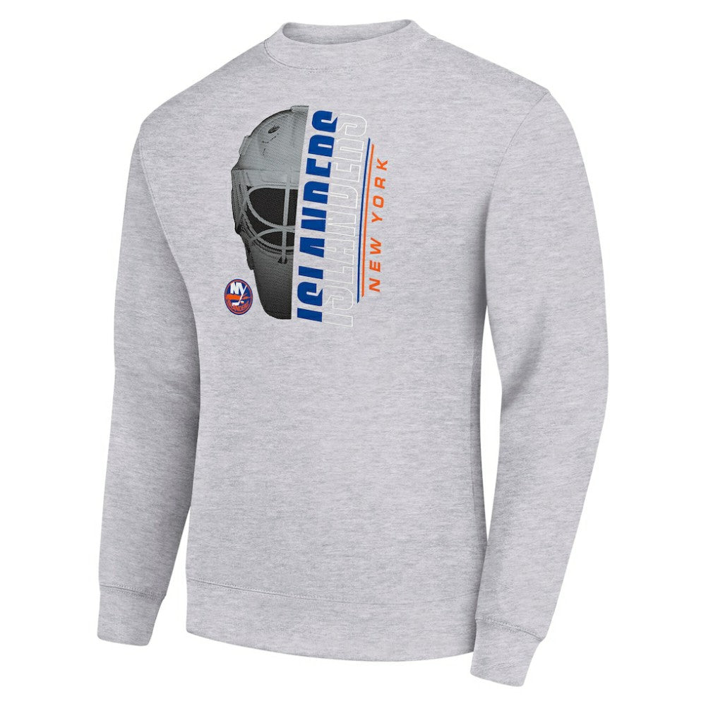 New York Islanders Starter  Half Helmet Team Logo Pullover Sweatshirt - Heather Gray - NHL 202216042