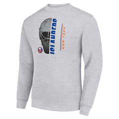 New York Islanders Starter  Half Helmet Team Logo Pullover Sweatshirt - Heather Gray - NHL 202216042