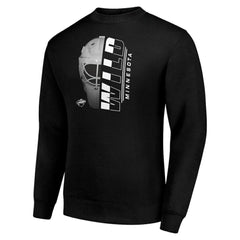 Minnesota Wild Starter  Half Helmet Team Logo Pullover Sweatshirt - Black - NHL 202216056
