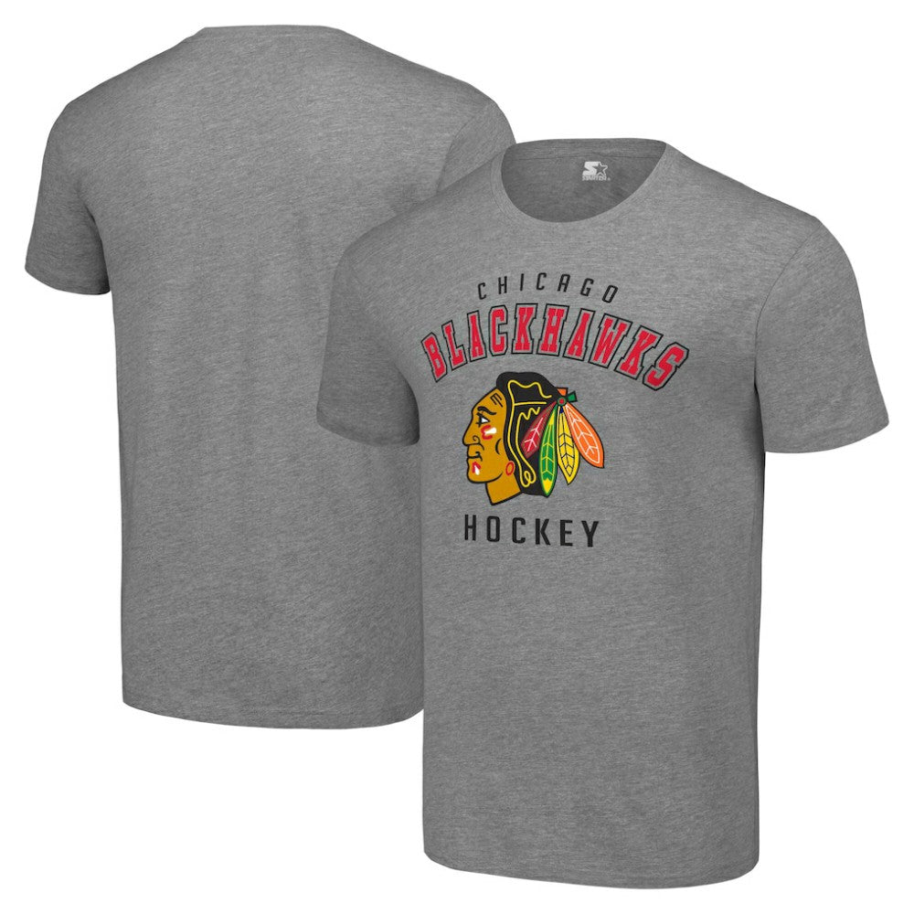 Chicago Blackhawks Starter Logo T-Shirt - Heather Gray - NHL 202216153