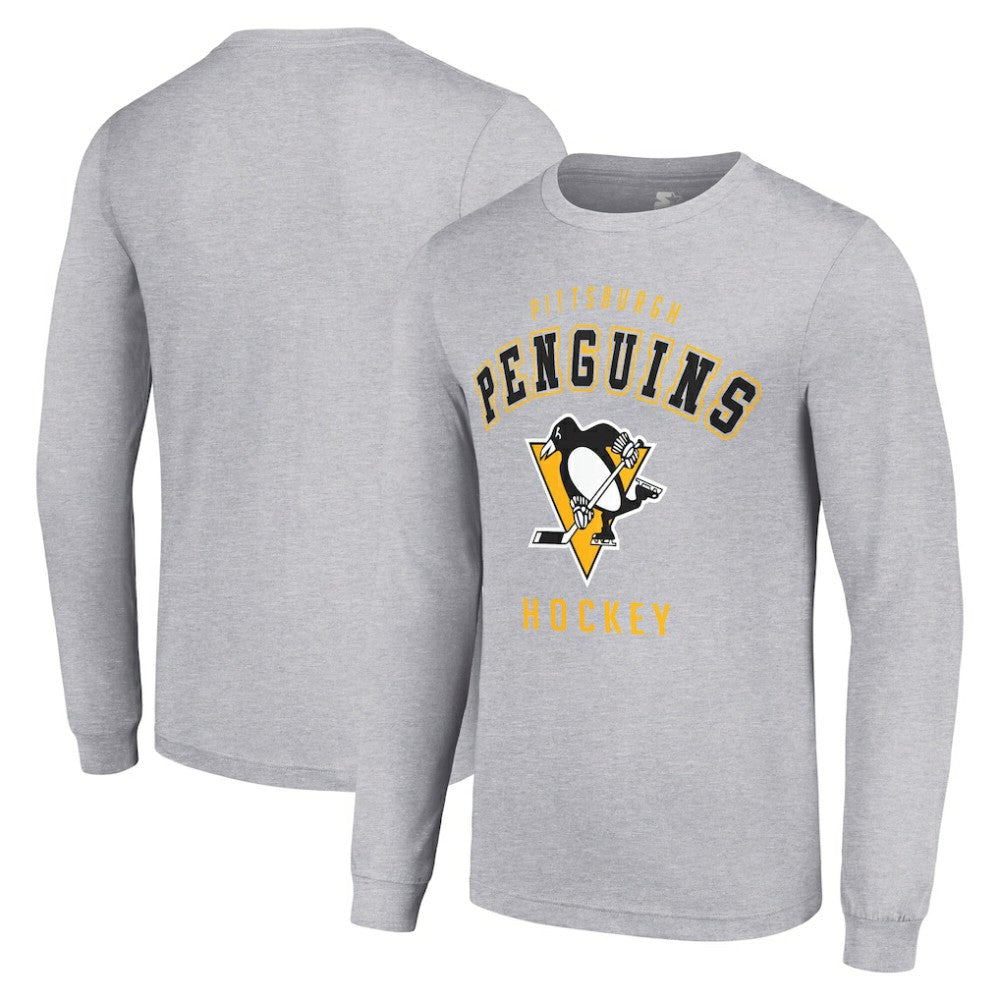 Pittsburgh Penguins Starter Logo Long Sleeve T-Shirt - Heather Gray - NHL 202216288