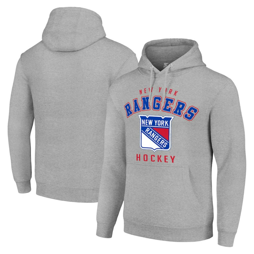 New York Rangers Starter Logo Pullover Hoodie - Heather Gray - NHL 202216336