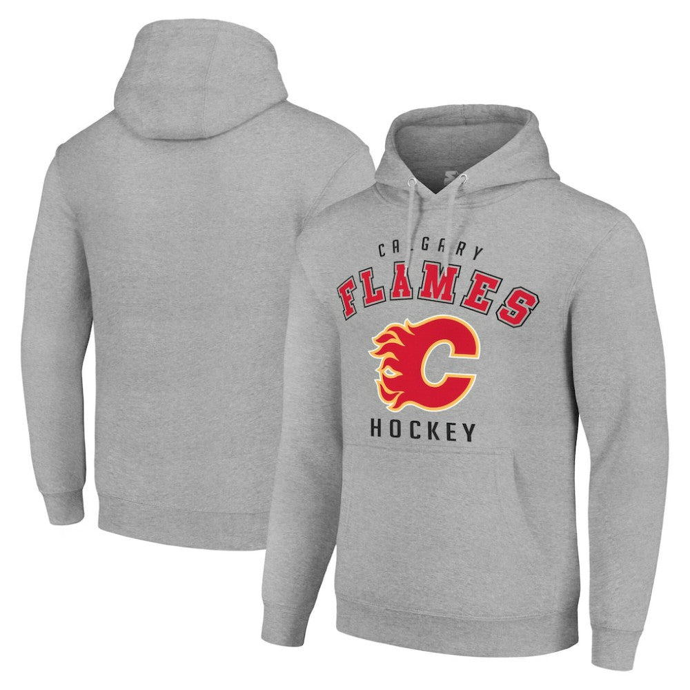 Calgary Flames Starter Logo Pullover Hoodie - Heather Gray - NHL 202216341