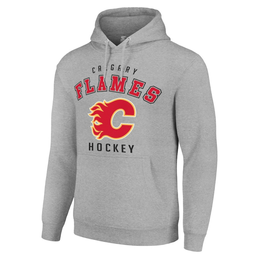 Calgary Flames Starter Logo Pullover Hoodie - Heather Gray - NHL 202216341