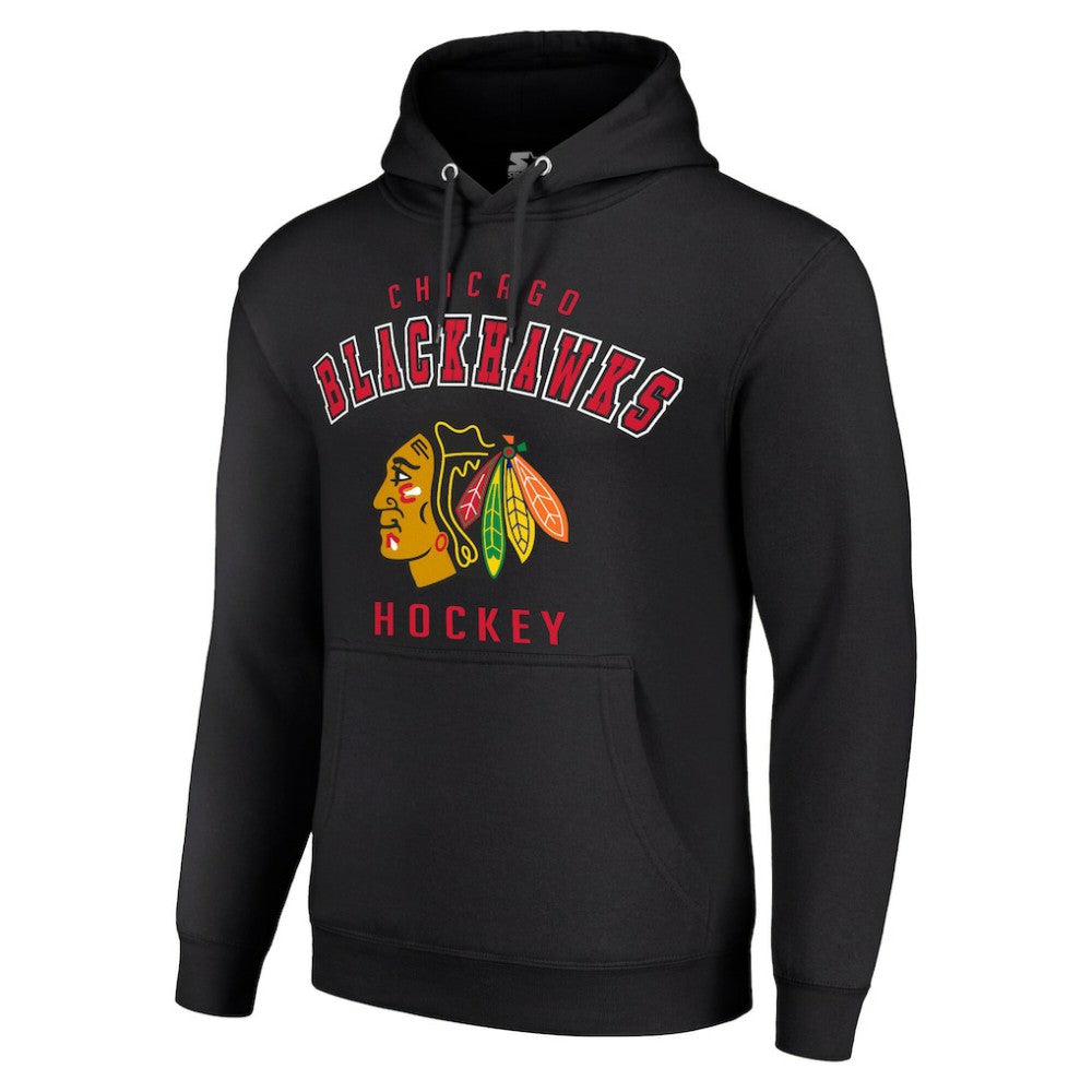 Chicago Blackhawks Starter Logo Pullover Hoodie - Black - NHL 202216362