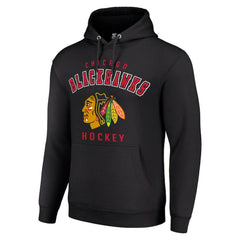 Chicago Blackhawks Starter Logo Pullover Hoodie - Black - NHL 202216362