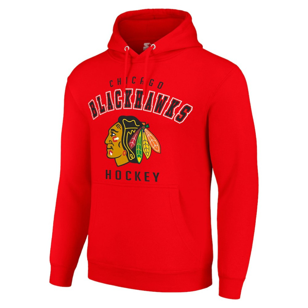 Chicago Blackhawks Starter Logo Pullover Hoodie - Red - NHL 202216394