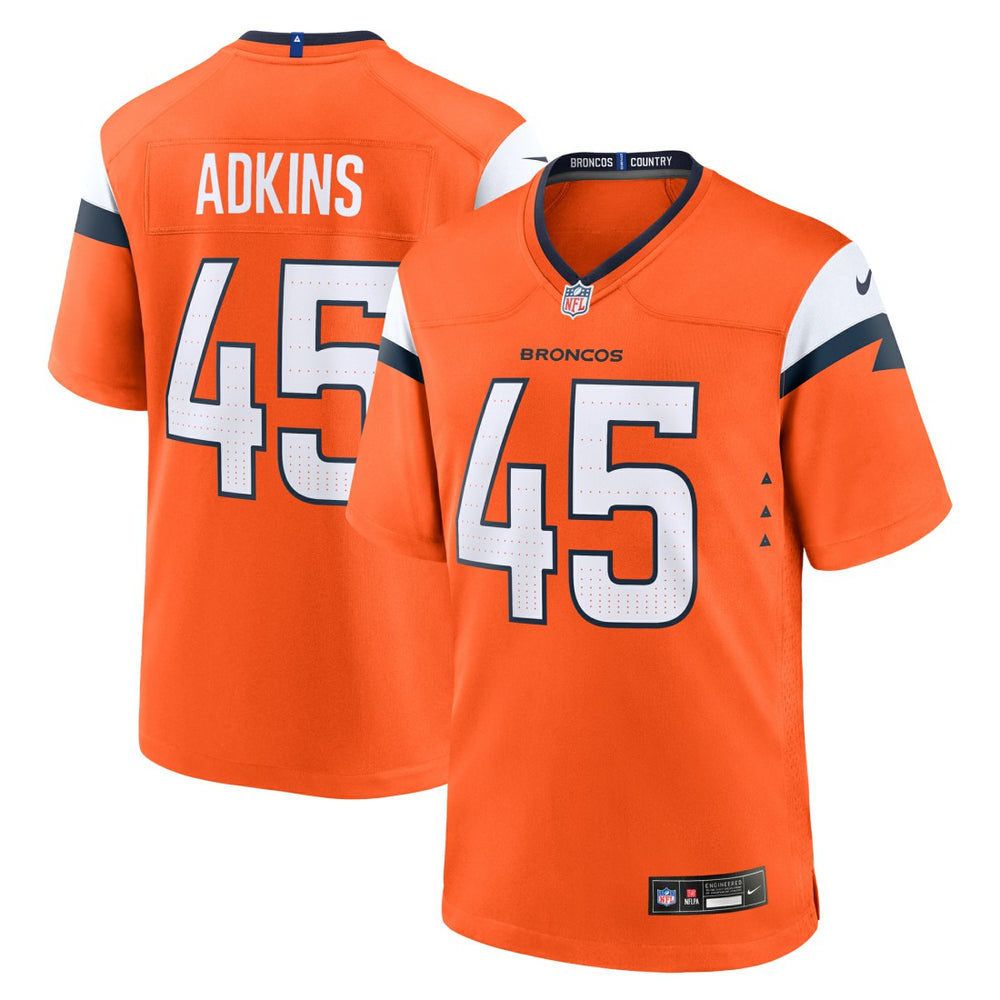 Nike Nate Adkins Denver Broncos Team Game Jersey Orange