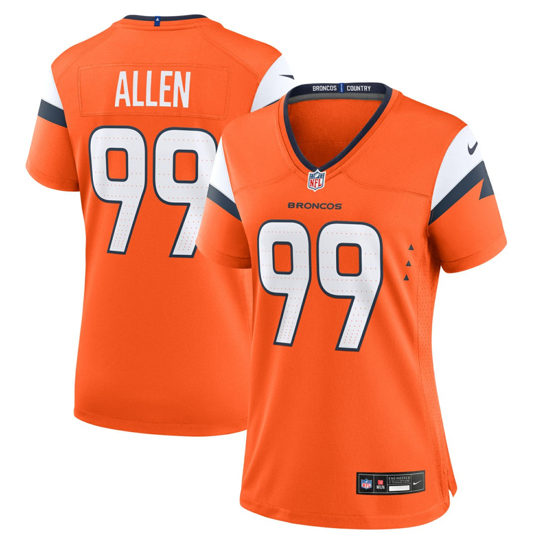 Nike Zach Allen Denver Broncos Women's Team Game Jersey Orange
