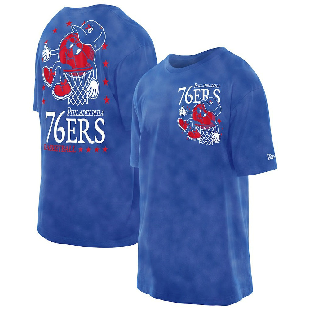 Philadelphia 76ers Old School Sport Enzyme Wash Oversized T-Shirt Royal | New Era Lifestyle