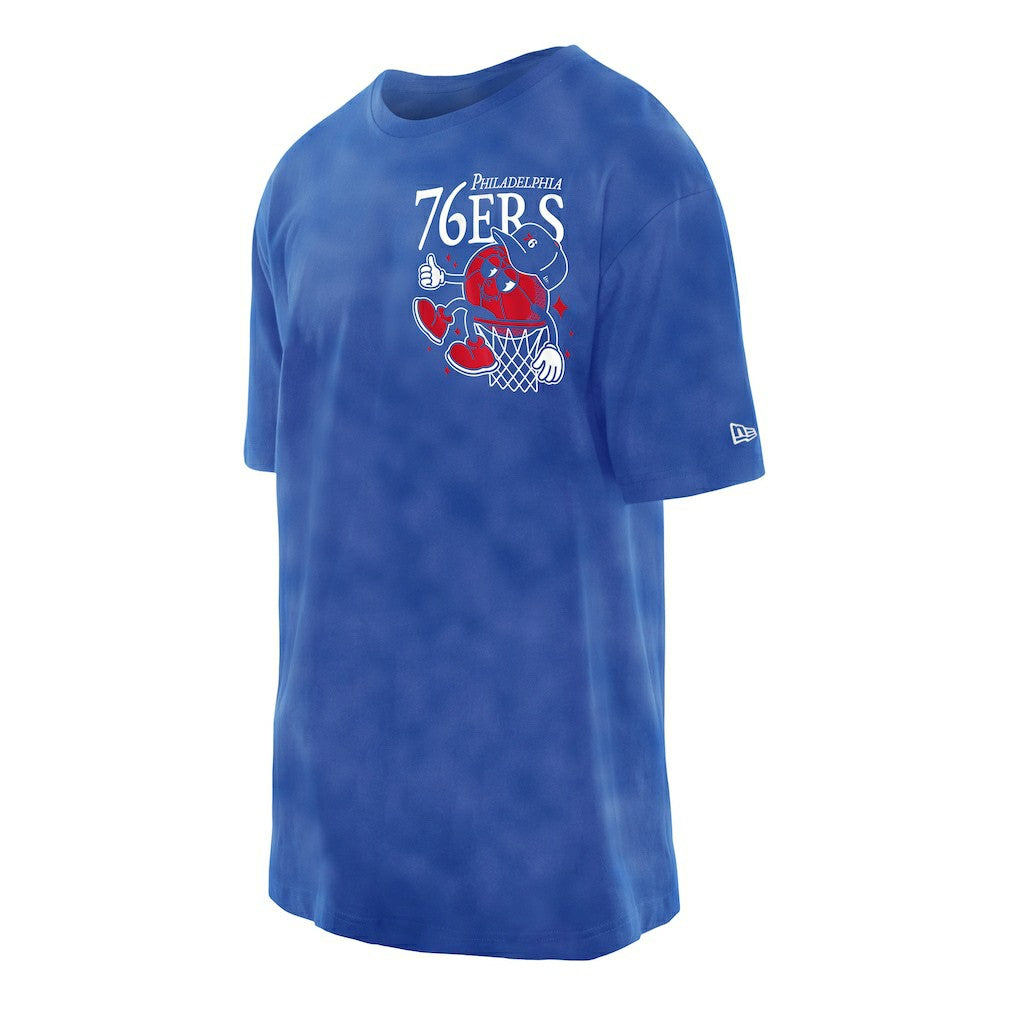 Philadelphia 76ers Old School Sport Enzyme Wash Oversized T-Shirt Royal | New Era Lifestyle