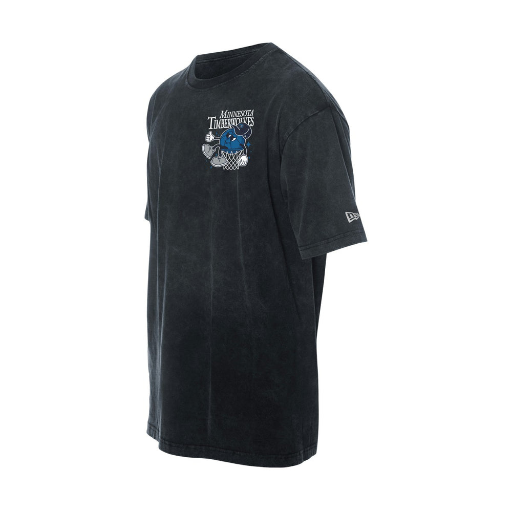 Minnesota Timberwolves Old School Sport Enzyme Wash Oversized T-Shirt Black | New Era