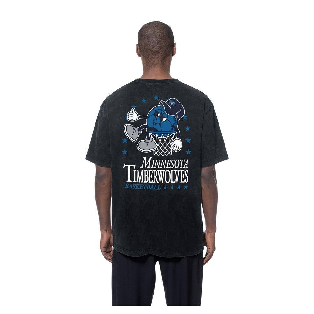 Minnesota Timberwolves Old School Sport Enzyme Wash Oversized T-Shirt Black | New Era