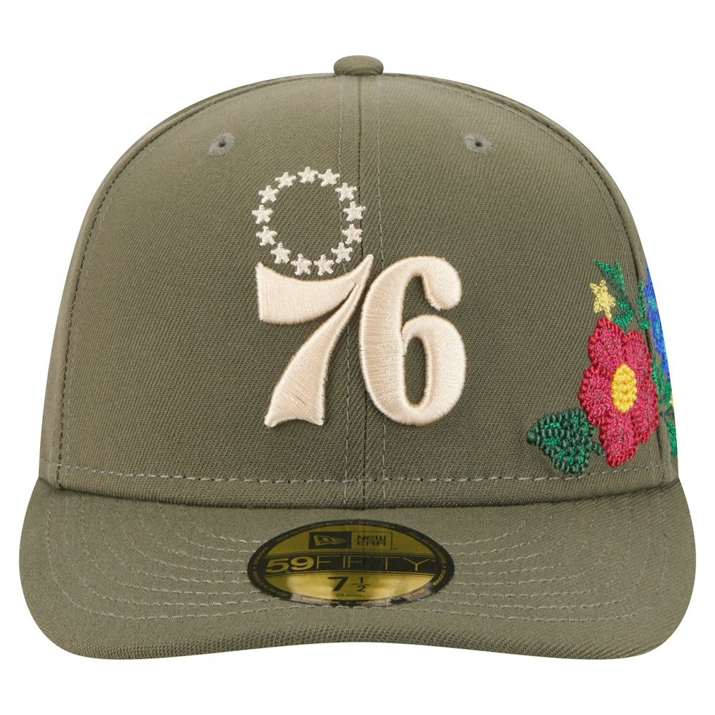 Philadelphia 76ers Tonal Florals 59FIFTY Fitted Hat Olive | New Era outlet