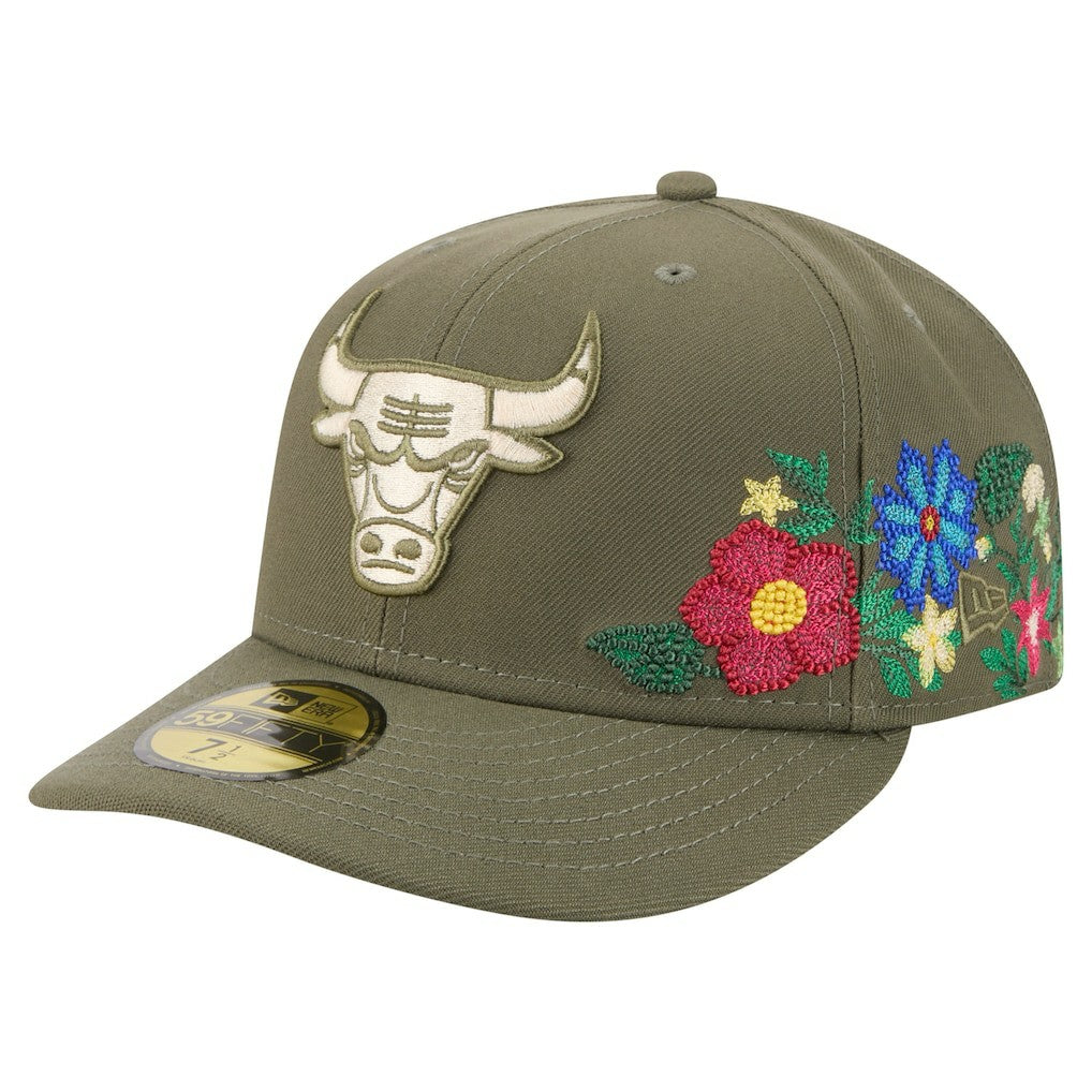 Chicago Bulls Tonal Florals 59FIFTY Fitted Hat Olive | New Era outlet
