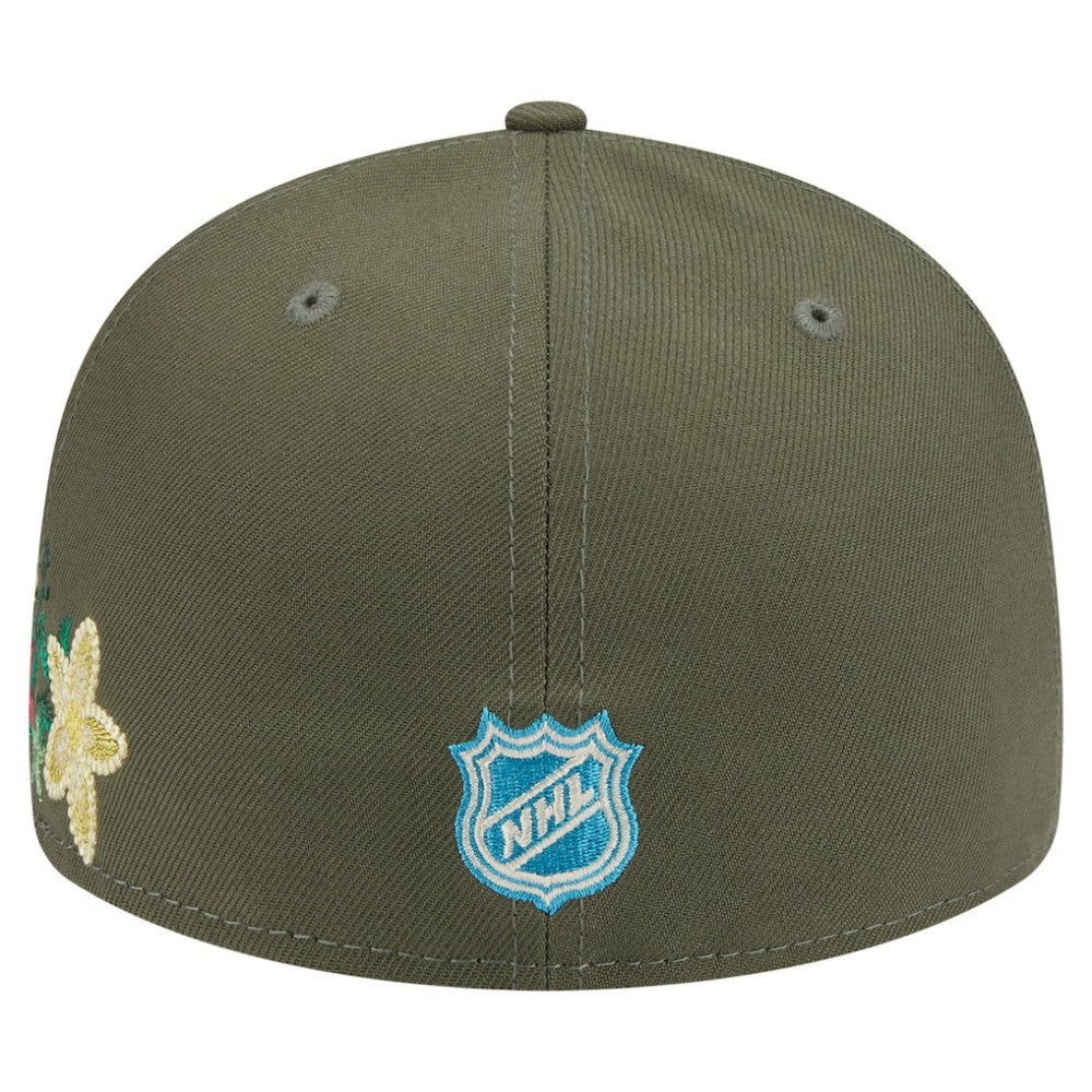Chicago Blackhawks New Era Tonal Florals 59FIFTY Fitted Hat - Olive - NHL 202223632