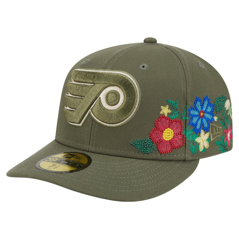 Philadelphia Flyers New Era Tonal Florals 59FIFTY Fitted Hat - Olive - NHL 202223636