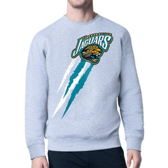 Jacksonville Jaguars Starter Retro Team Logo Color Scratch Pullover Sweatshirt Heather Gray
