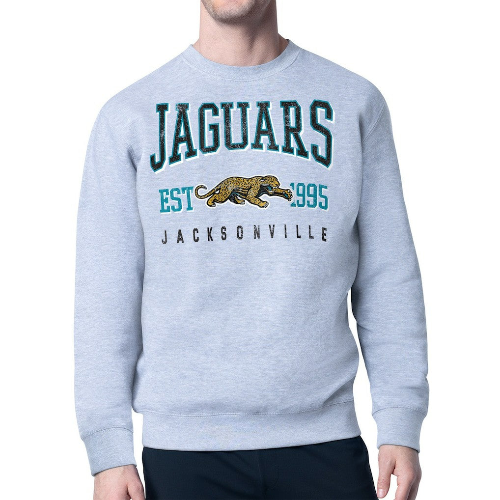 Jacksonville Jaguars Starter Retro Team Logo Pullover Sweatshirt Heather Gray