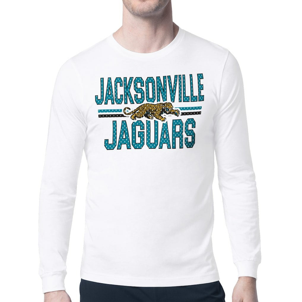 Jacksonville Jaguars Starter Mesh Look Retro Team Logo Long Sleeve T-Shirt White