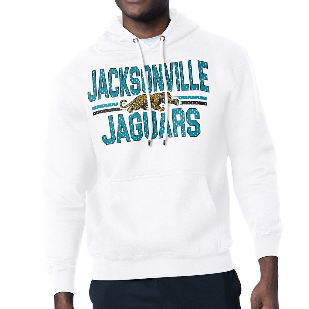 Jacksonville Jaguars Starter Mesh Look Retro Team Logo Pullover Hoodie White