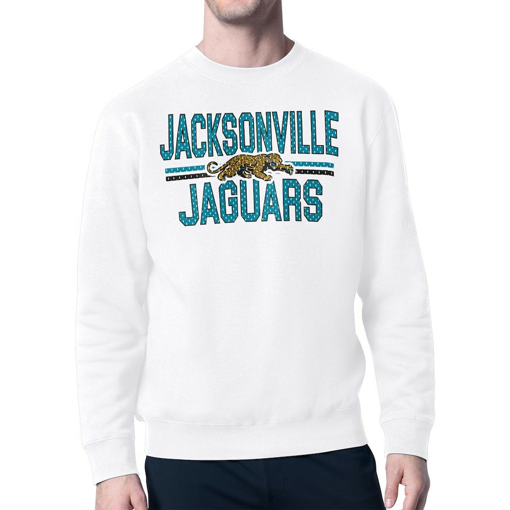 Jacksonville Jaguars Starter Mesh Look Retro Team Logo Pullover Sweatshirt White