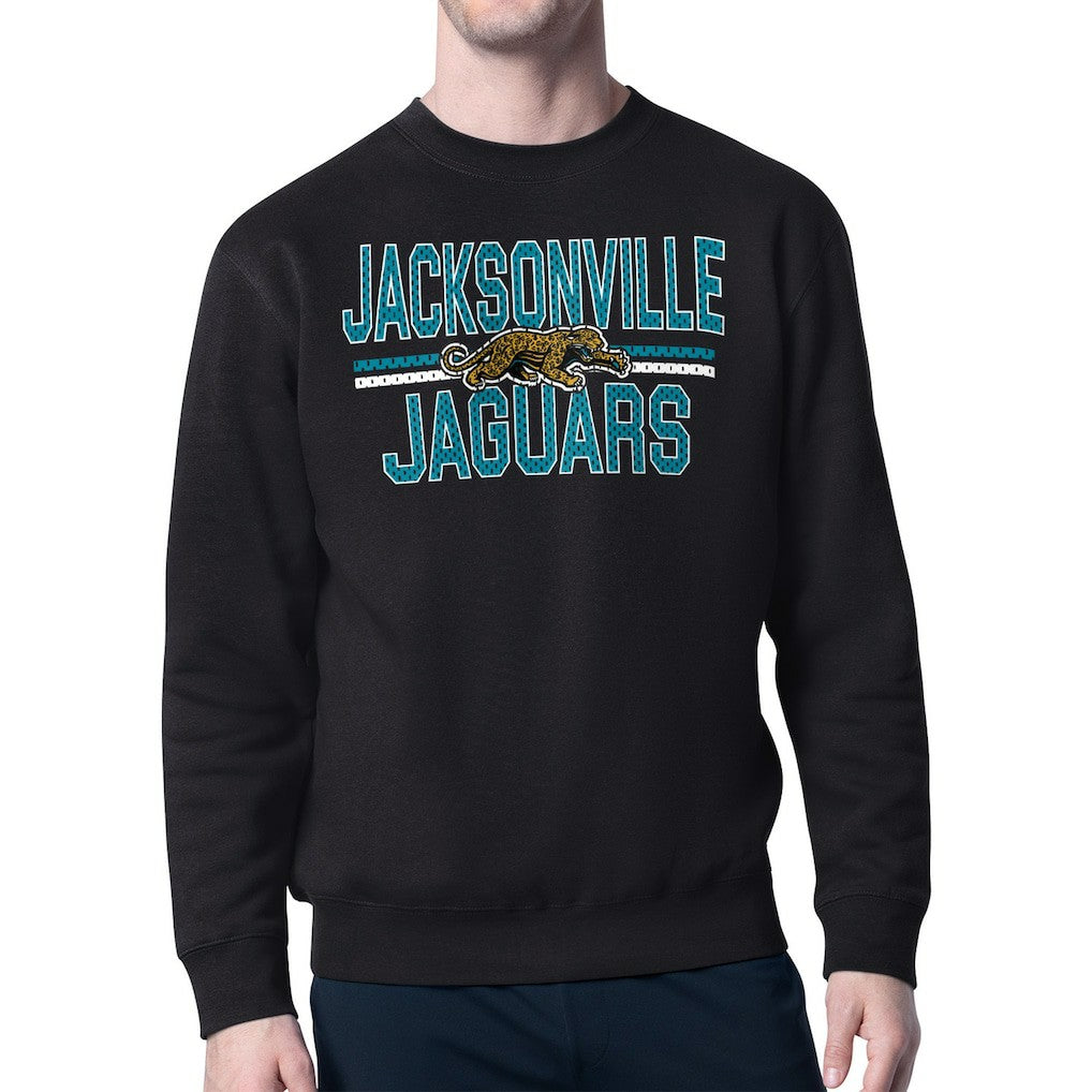 Jacksonville Jaguars Starter Mesh Look Retro Team Logo Pullover Sweatshirt Black