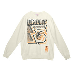 Baltimore Orioles Mitchell & Ness Sidewalk Sketch Pullover Hoodie - Cream - Mitchell & Ness Lifestyle