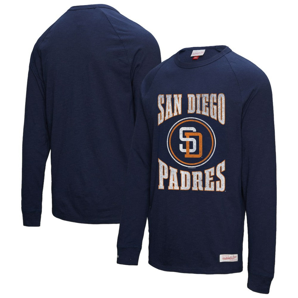 San Diego Padres Mitchell & Ness Arched Logo Slub Long Sleeve T-Shirt - Navy - Mitchell & Ness Discount
