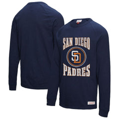 San Diego Padres Mitchell & Ness Arched Logo Slub Long Sleeve T-Shirt - Navy - Mitchell & Ness Discount