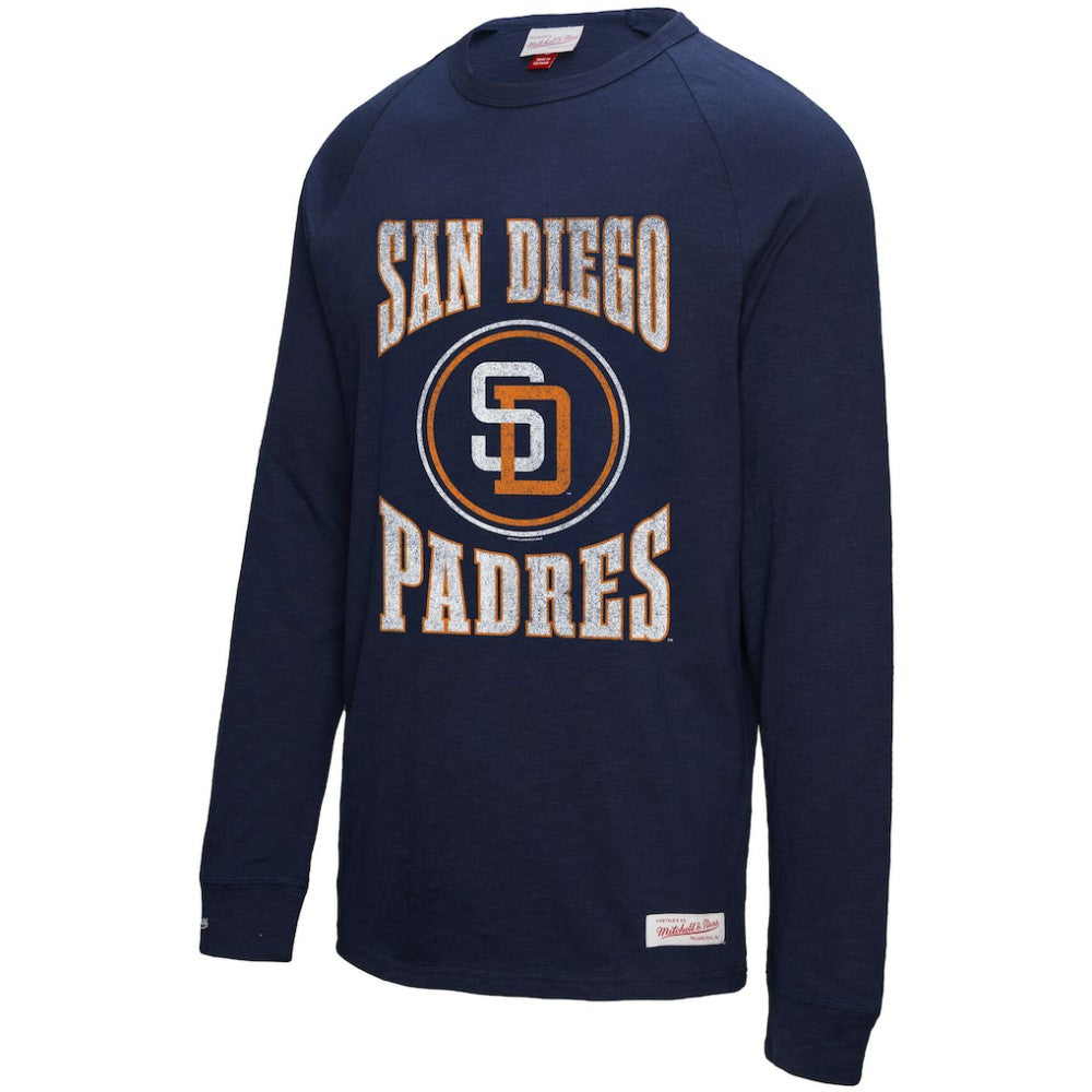 San Diego Padres Mitchell & Ness Arched Logo Slub Long Sleeve T-Shirt - Navy - Mitchell & Ness Discount