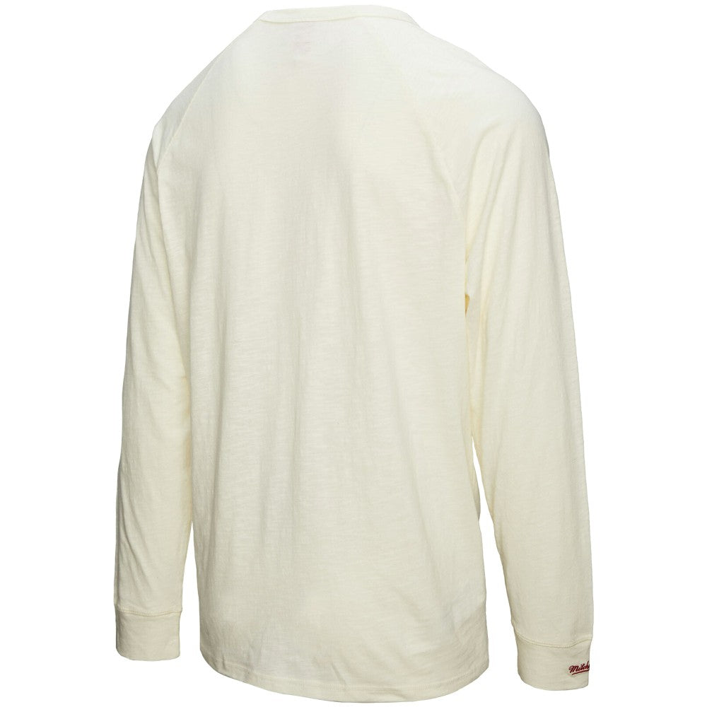 Cincinnati Reds Mitchell & Ness Arched Logo Slub Long Sleeve T-Shirt - Cream - Mitchell & Ness Sale