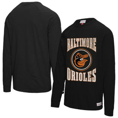 Baltimore Orioles Mitchell & Ness Arched Logo Slub Long Sleeve T-Shirt - Black - Mitchell & Ness on Sale