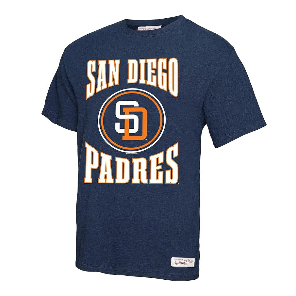 San Diego Padres Mitchell & Ness Arched Logo Slub T-Shirt - Navy - Mitchell & Ness Lifestyle
