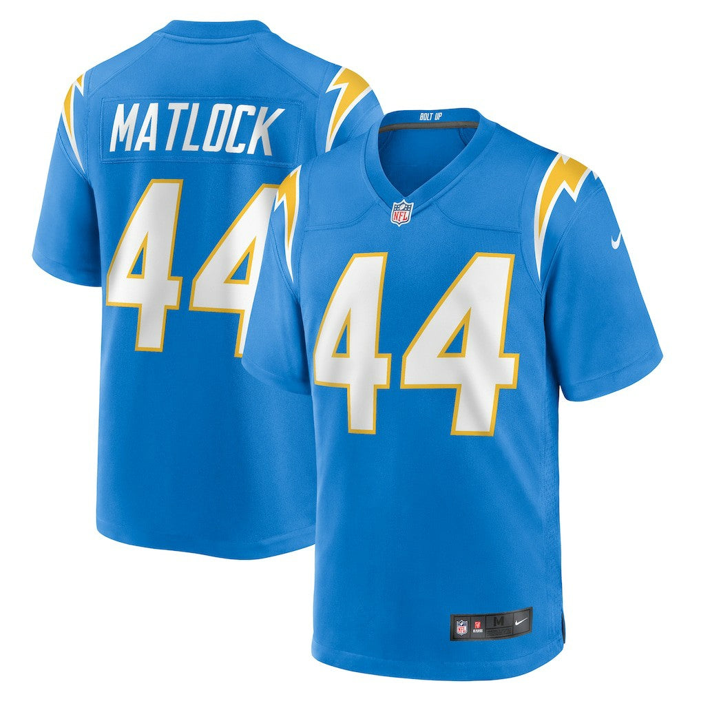 Nike Scott Matlock Los Angeles Chargers Team Game Jersey Powder Blue