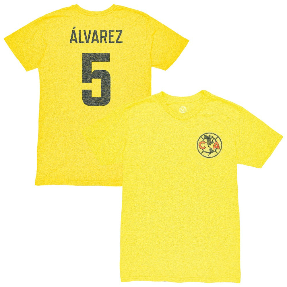 Kevin Álvarez Club America 1863FC Vintage Player Name & Number Tri-blend T-Shirt Yellow