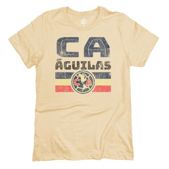 Club America 1863FC Retro Stripes T-Shirt Tan