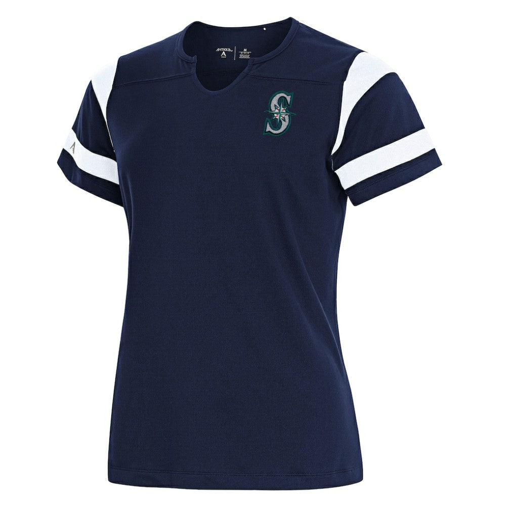 Seattle Mariners Antigua Women's Encounter Notch Neck Top - Navy - MLB on Sale