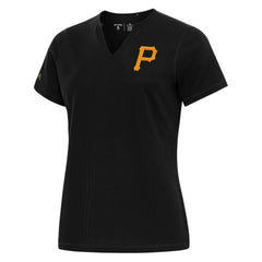 Pittsburgh Pirates Antigua Women's Notch Neck T-Shirt - Black - MLB Sale