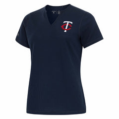 Minnesota Twins Antigua Women's Notch Neck T-Shirt - Navy - MLB Discount