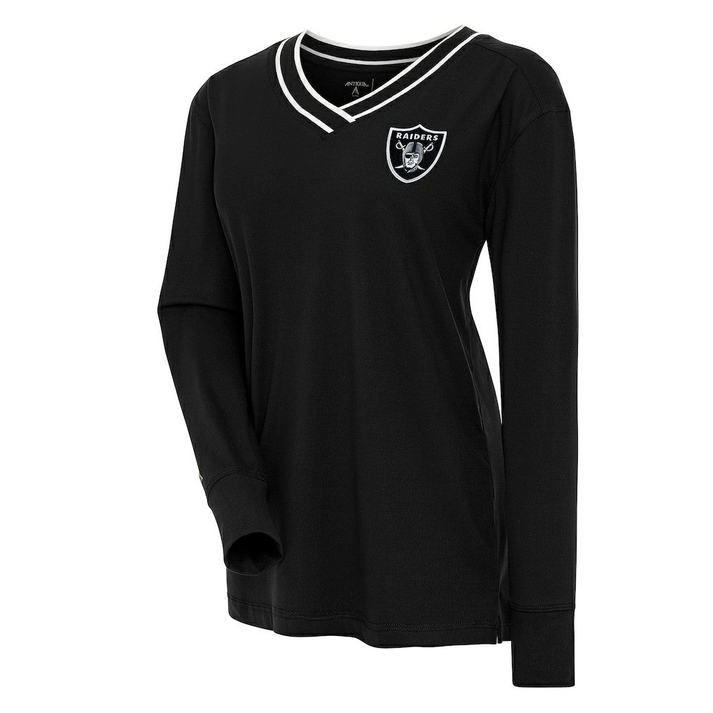 Las Vegas Raiders Antigua Women's Symbolic Long Sleeve V-Neck Top Black