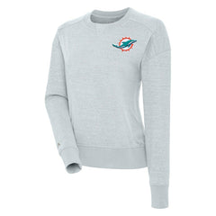 Miami Dolphins Antigua Women's Forward Fleece Pullover Sweatshirt Heather Gray