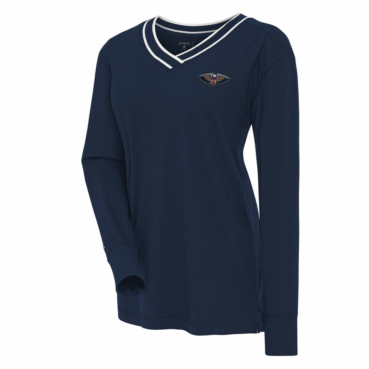 New Orleans Pelicans Antigua Women's Symbolic Long Sleeve V-Neck Top Navy