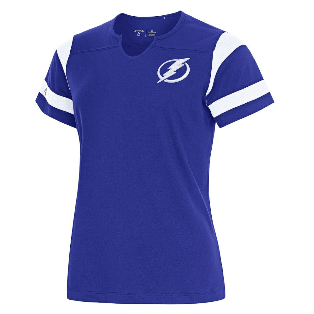 Tampa Bay Lightning Antigua Women's Encounter Short Sleeve Notch Neck Top - Royal - NHL 202229506