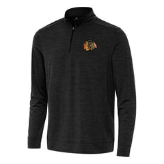 Chicago Blackhawks Antigua Bright Quarter-Zip Top - Heather Black - NHL 202233620